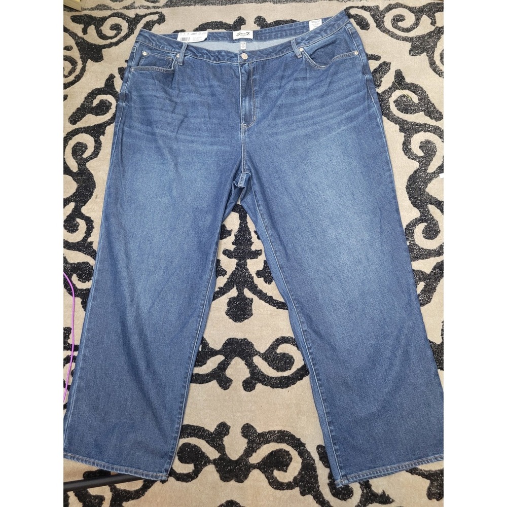 Seven7 Premium Brand Loose Straight Jeans 24W High Rise Blue Denim  24W 1329